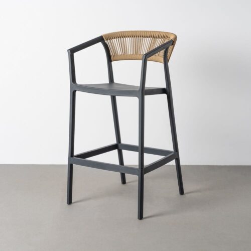 Lot 2 Tabourets Jardin Polypropylène Cordes Anthracite Ixia