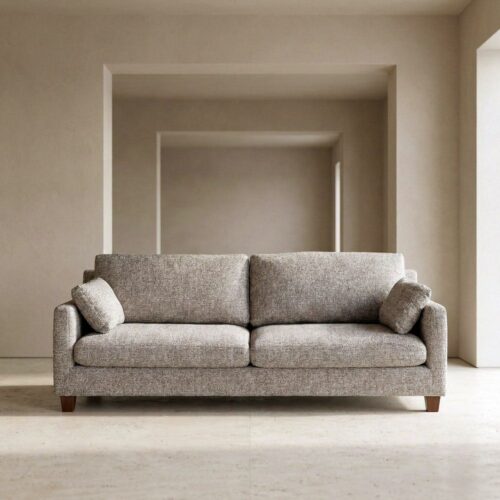 Canapé 3 Places Tissu Gris Chiné Pieds Bois Ixia 221cm