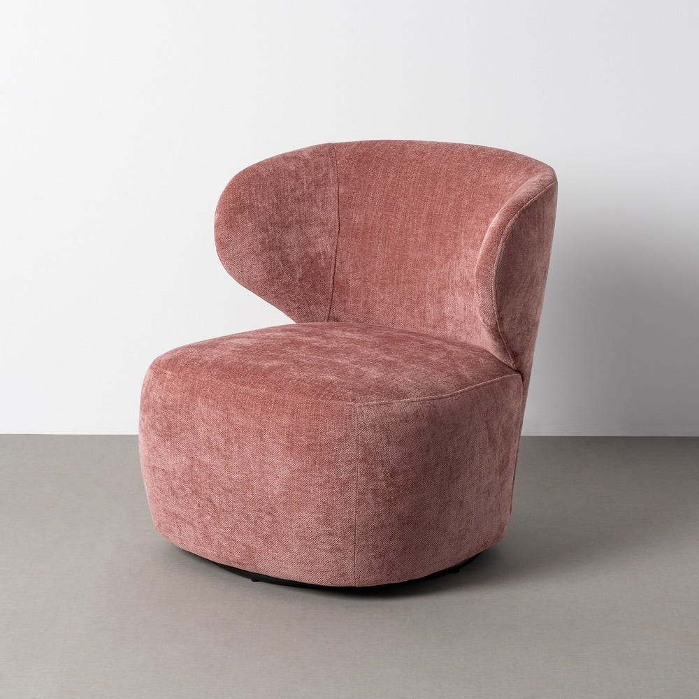 Fauteuil Pivotant Tissu Rose Ixia 73x68x74cm