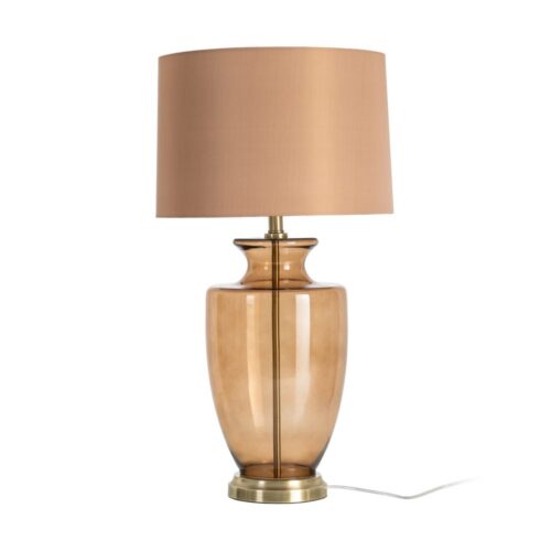 Lampe Style Colonial Verre Ambré Ixia 41x41x75cm