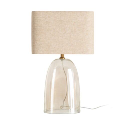Lampe à Poser Verre Transparent Abat-Jour Lin Beige Ixia 41x25x66cm