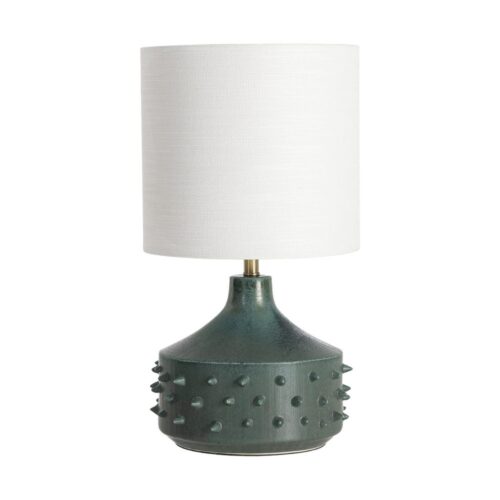 Lampe à Poser Céramique Vert Abat-Jour Lin Blanc Ixia 63cm