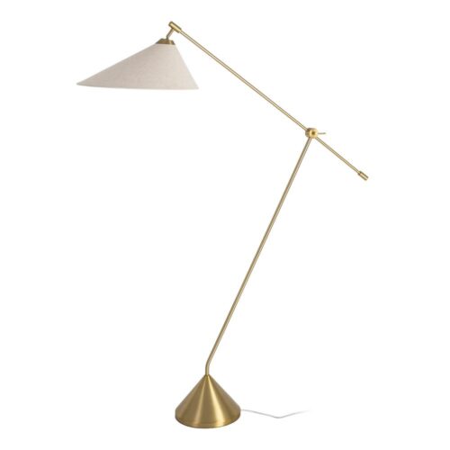 Lampadaire Réglable Pied Or Abat-Jour Blanc Ixia 145x47x176cm
