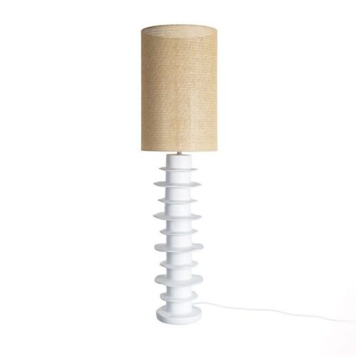 Lampadaire Résine Blanc Abat-Jour Rotin Ixia 135cm