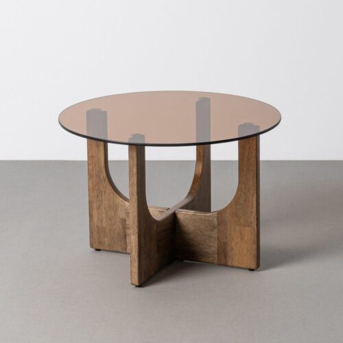 Table Basse Bois Verre Collection Amy Ixia 60x60x41cm