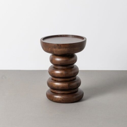 Table d'Appoint Bois de Manguier Foncé Ronde Ixia 35x35x47cm