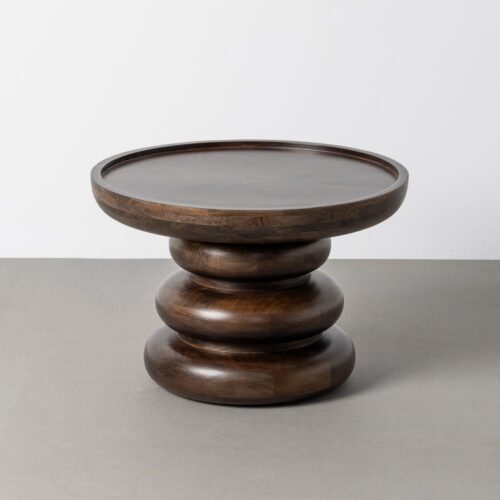 Table Basse Ronde Bois de Manguier Foncé Ixia 60x60x41cm