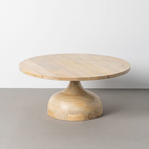 Table Basse Ronde Bois de Manguier Clair Ixia 90x90x40cm