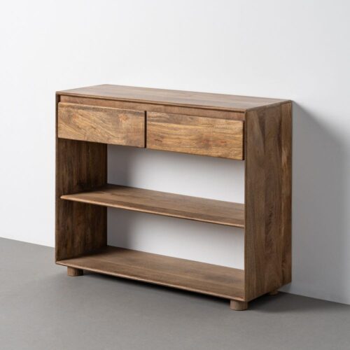 Console Bois de Manguier 2 Tiroirs 2 Étagères Ixia 100x35x80cm