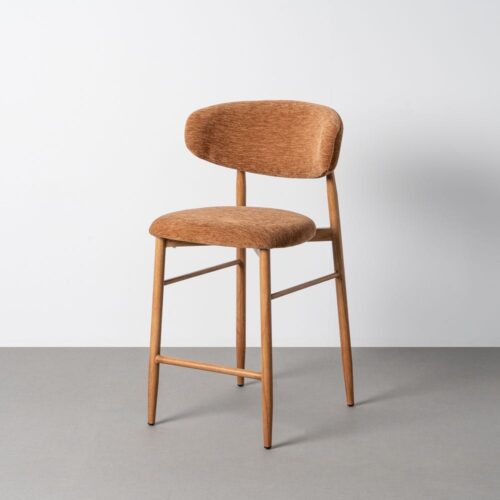 Lot 2 Tabourets de Bar Tissu Pêche Pied Effet Bois Ixia H95cm