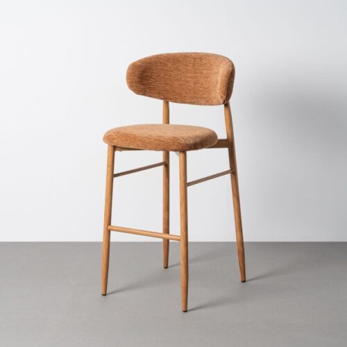 Lot 2 Tabourets de Bar Tissu Pêche Pied Effet Bois Ixia H105cm