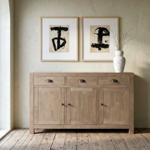 Bahut 3 Portes 3 Tiroirs Bois de Pin Collection Cottage Ixia 140cm