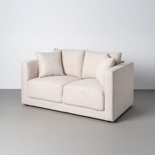 Canapé 2 Places Tissu Crème 100% Polyester Ixia 165x96x86cm