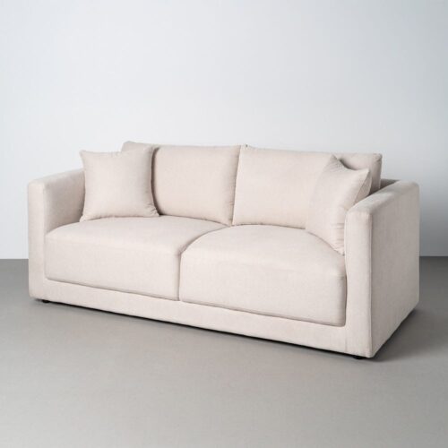 Canapé 3 Places Tissu Crème 100% Polyester Ixia 210x96x86cm