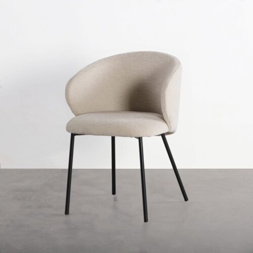 Lot 2 Chaises Velours Beige Pied Métal Noir Ixia