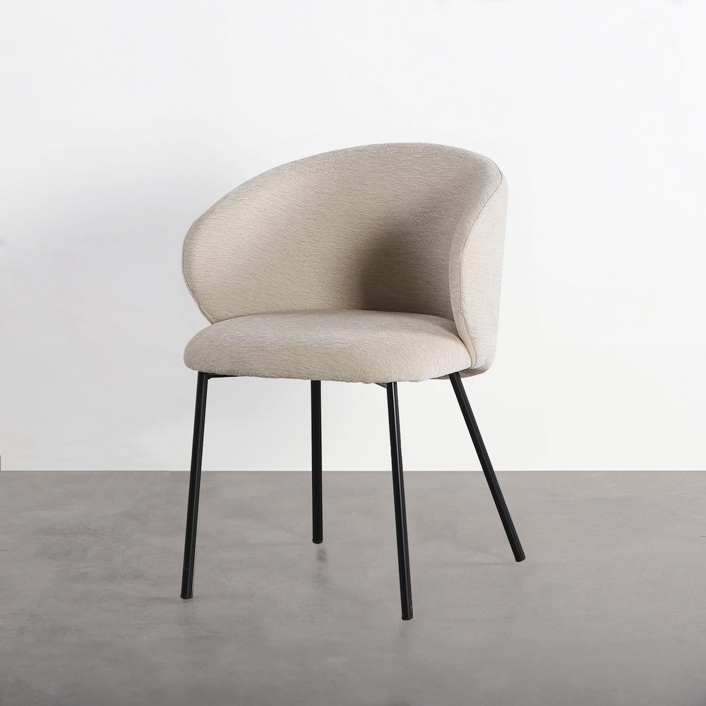 Lot 2 Chaises Velours Beige Pied Métal Noir Ixia
