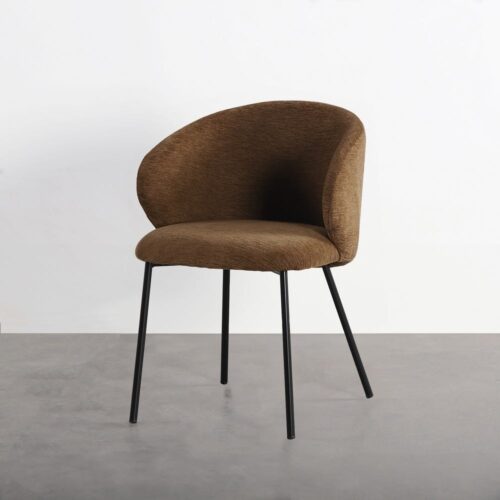 Lot 2 Chaises Velours Marron Pied Métal Noir Ixia