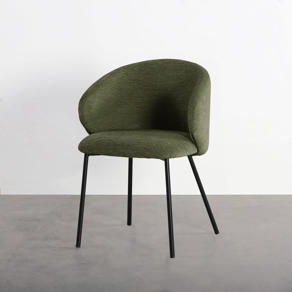 Lot 2 Chaises Velours Kaki Pied Métal Noir Ixia
