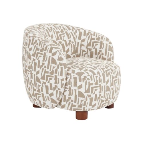 Fauteuil Tissu Imprimé Crème Beige Ixia 80x82x62cm