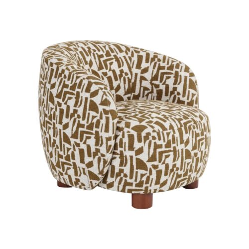 Fauteuil Tissu Imprimé Crème Ocre Ixia 80x82x62cm
