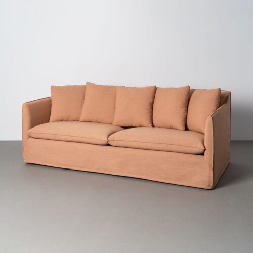 Canapé Déhoussable Tissu Saumon Ixia 215cm