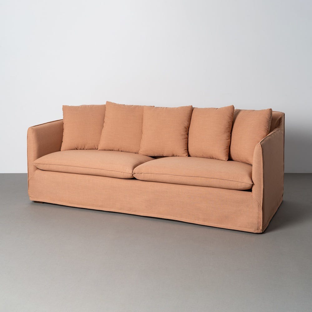 Canapé Déhoussable Tissu Saumon Ixia 215cm