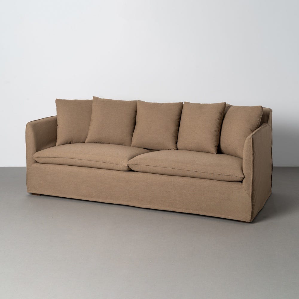 Canapé Déhoussable Tissu Marron Ixia 215cm