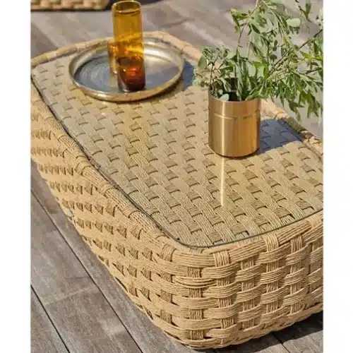 Salon de jardin Candinia 5 places — résine tressée naturelle - 2