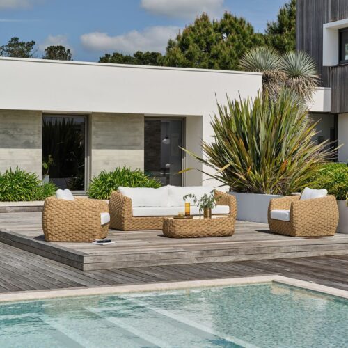 Salon de jardin Candinia 5 places — résine tressée naturelle - 6