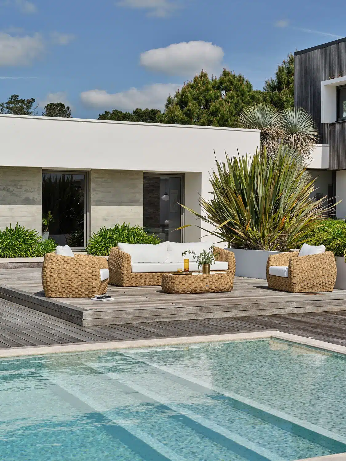 Salon de jardin Candinia 5 places — résine tressée naturelle - 6