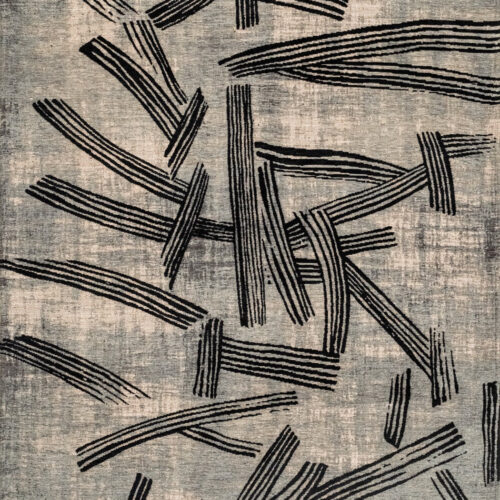 Tapis Japonisant Graphique Gris Anthracite — Louis De Poortere Meditation Kanji 2066