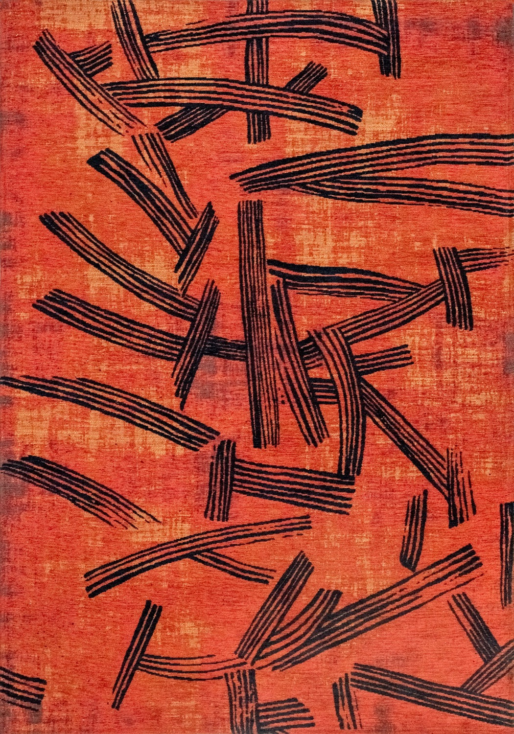 Tapis Japonisant Graphique Brun Épicé — Louis De Poortere Meditation Kanji 2069 Tapis Japonisant Graphique Brun Épicé