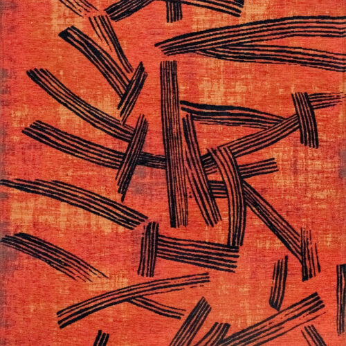 Tapis Japonisant Graphique Brun Épicé — Louis De Poortere Meditation Kanji 2069