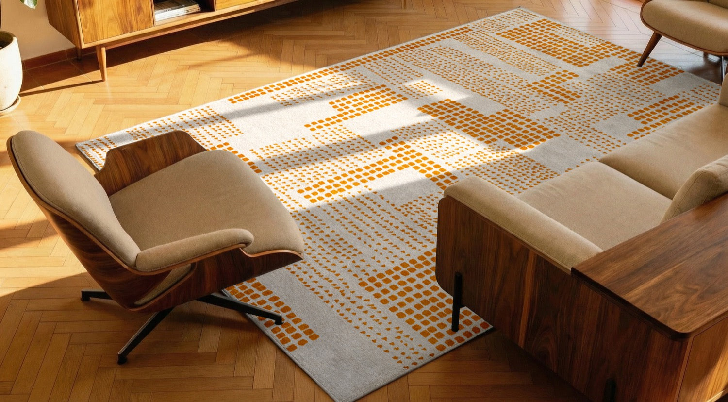Tapis Zen Graphique Rouge Grenadine — Louis De Poortere Craft Zen Garden 2078 Tapis Zen Graphique Agrume