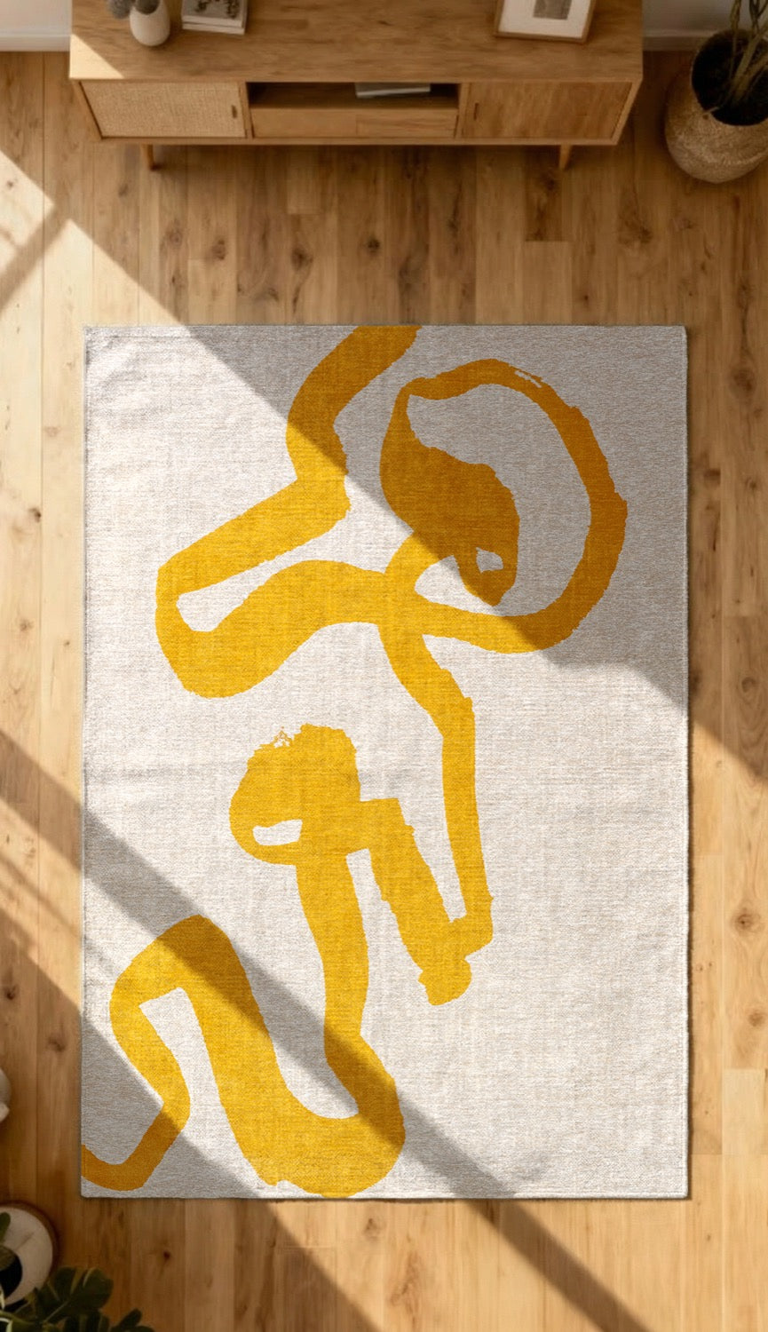 Tapis Motif Ruban Coloré Jaune Vif — Louis De Poortere Craft Ribbon 2084 Tapis Motif Ruban Coloré Jaune Vif