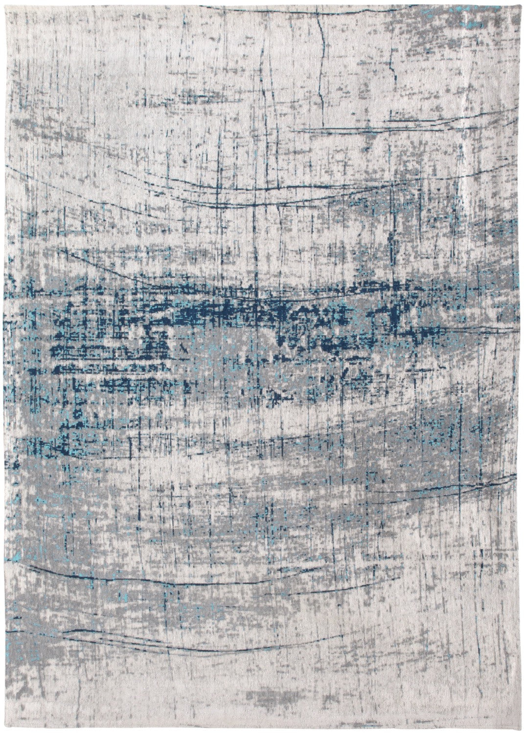 Tapis Graphique Design Vintage Noir Blanc — Louis De Poortere Mad Men Griff 8926 Tapis Graphique Design Vintage Bleu Azur