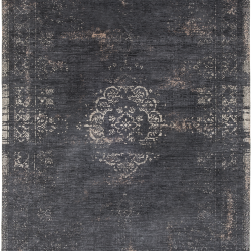 Tapis Médaillon Vintage Noir Minéral — Louis De Poortere Fading World Medallion 8263
