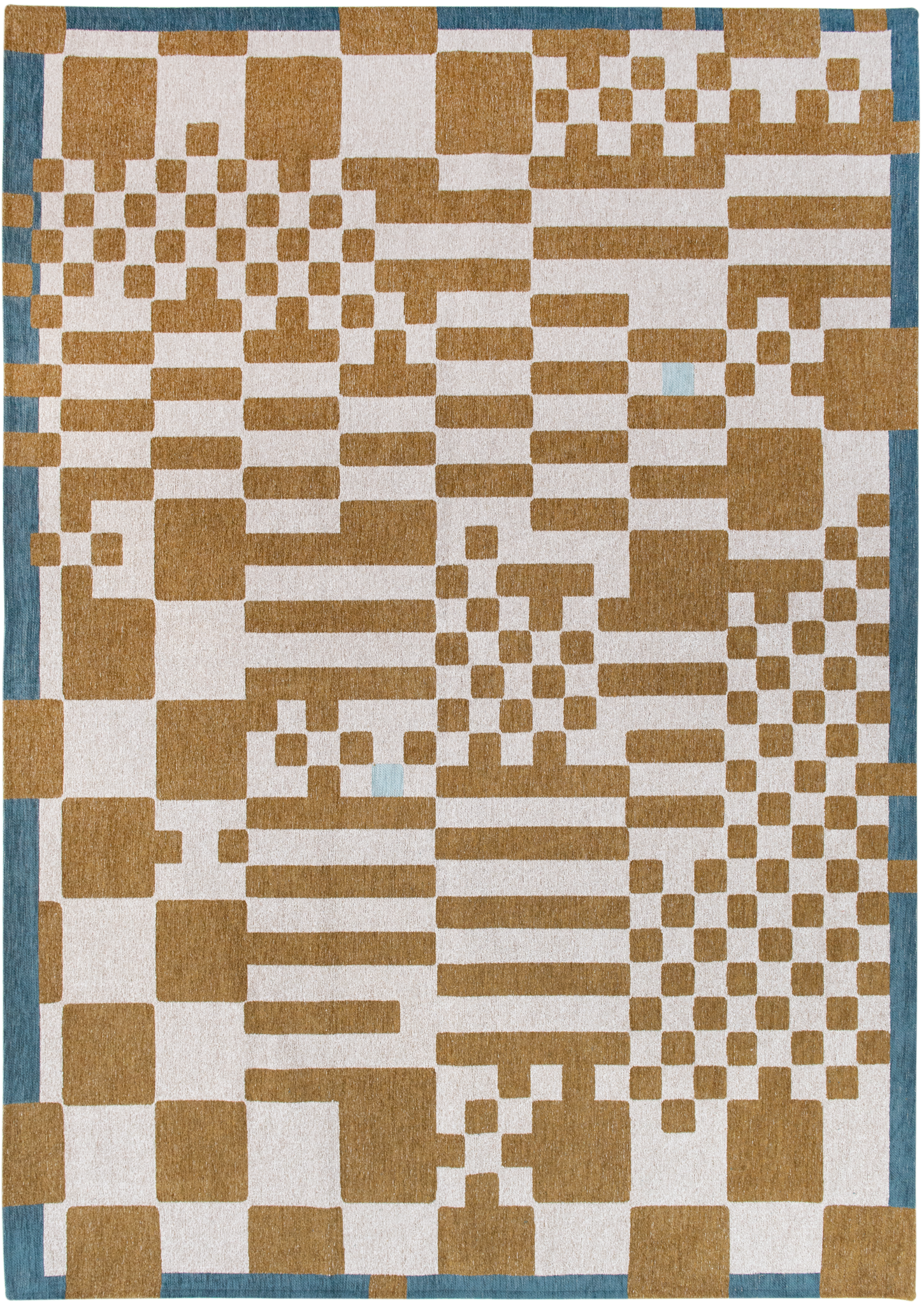 Tapis Damier Géométrique Miel Or — Louis De Poortere Craft Chess 9338
