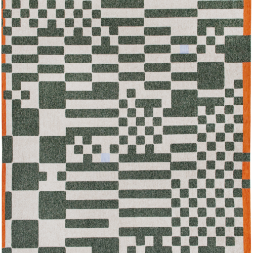 Tapis Damier Géométrique Vert Foncé — Louis De Poortere Craft Chess 9339