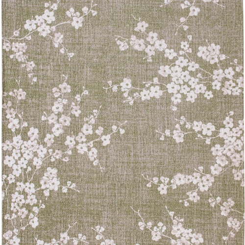 Tapis Floral Japonais Vert Jardin — Louis De Poortere Sakura 9372
