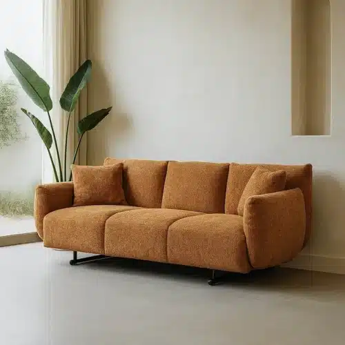 Canapé 3 places tissu ocre Ixia 221cm