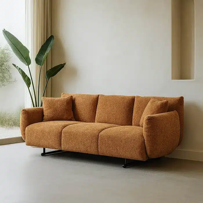 Canapé 3 places tissu ocre Ixia 221cm