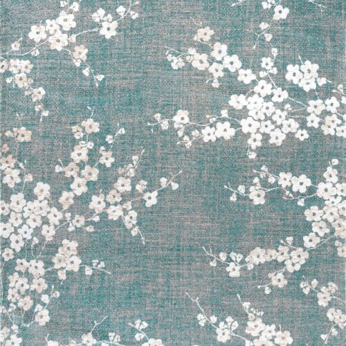 Tapis Floral Japonais Bleu Lac — Louis De Poortere Sakura 9850