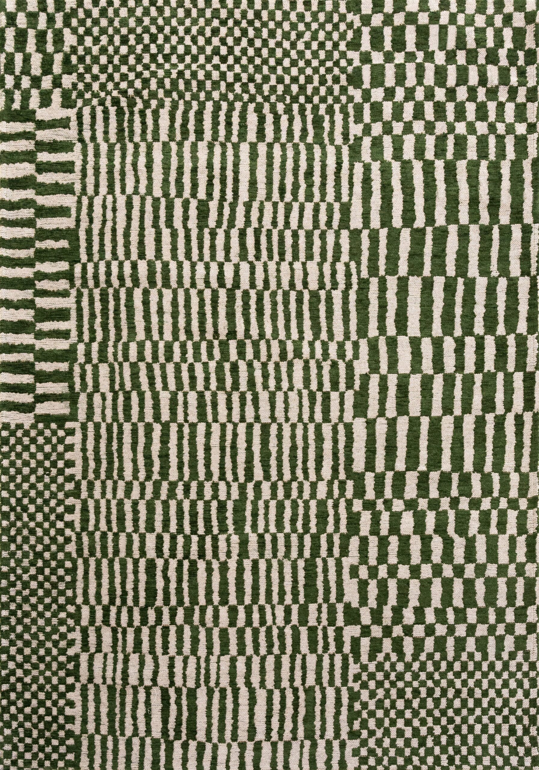 Tapis Berbère Géométrique Vert — Louis De Poortere Structures Berber 9650