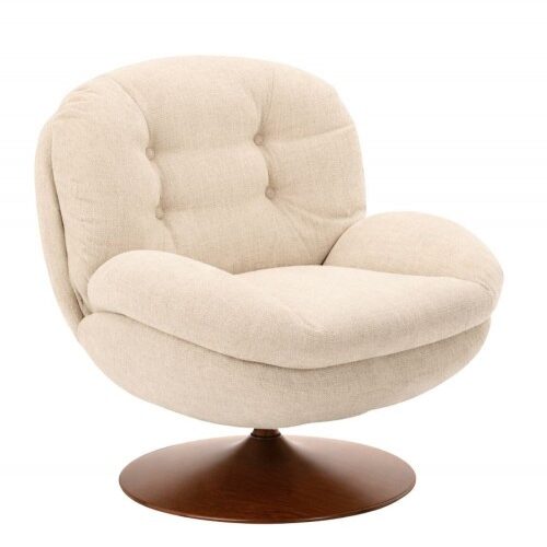 Fauteuil Memento Retro Beige Pied Noyer Athezza