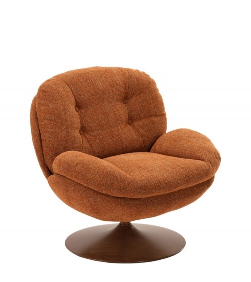 Fauteuil Memento Pivotant Orange Brûlé Athezza Pied Noir Fauteuil Memento Retro Fox pied noyer