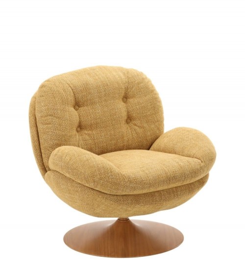 Fauteuil Memento Pivotant Orange Brûlé Athezza Pied Noir Fauteuil Memento Retro Moutarde pied naturel