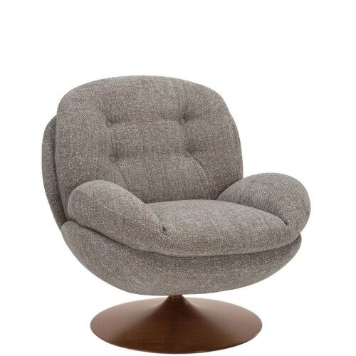 Fauteuil Memento Retro Taupe Pied Noyer Athezza