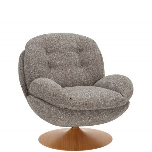 Fauteuil Memento Retro Taupe Pied Naturel Athezza