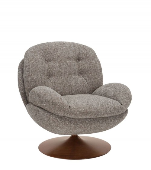 Fauteuil Memento Pivotant Orange Brûlé Athezza Pied Noir Fauteuil Memento Retro Taupe pied noyer